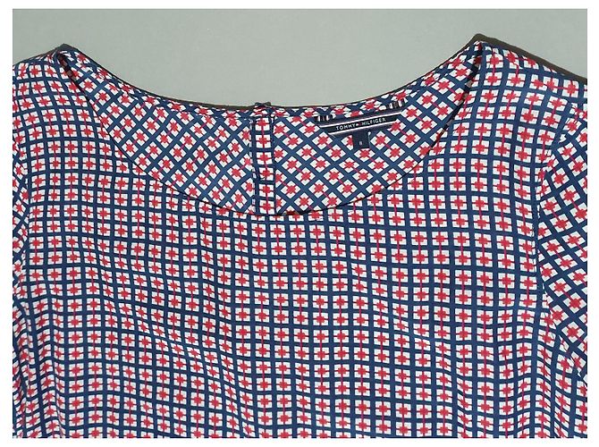 Camicetta Tommy Hilfiger Rossa Blu Bianca Seta Cotone M Bianco Rosso - vista 5