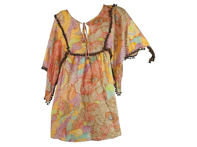 Milly Cabana Baumwolle Seide Geblümter Kaftan Vertuschen Strand Minikleid oder Top S Mehrfarben - Ansicht 6
