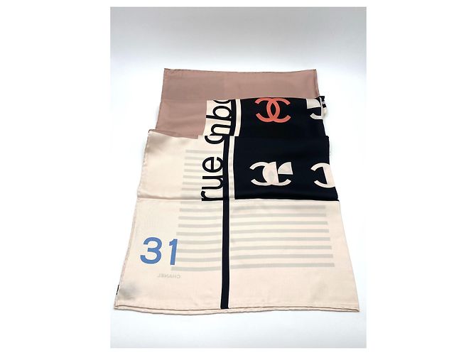 Cambon CHANEL Maxi-Schal 2021 Ecru Schwarz Beige Aus weiß - Ansicht 6
