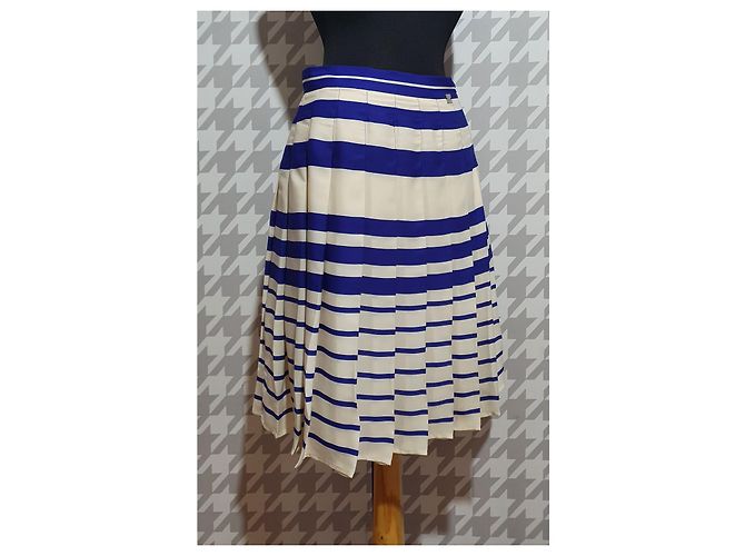 Liu.Jo Falda midi plisada Liu Jo a rayas azul cobalto y blanco - vista 2