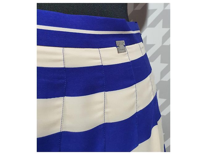 Liu.Jo Falda midi plisada Liu Jo a rayas azul cobalto y blanco - vista 3