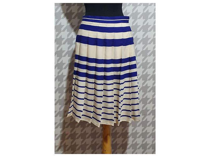 Liu.Jo Falda midi plisada Liu Jo a rayas azul cobalto y blanco - vista 4