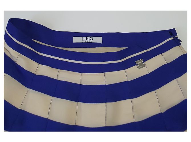 Liu.Jo Falda midi plisada Liu Jo a rayas azul cobalto y blanco - vista 5