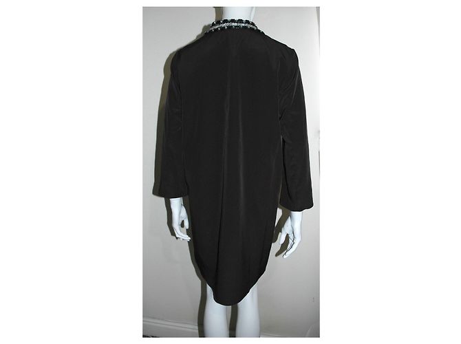 Autre Marque Bejeweled mittellanges Kaftankleid Schwarz Silber - Ansicht 4