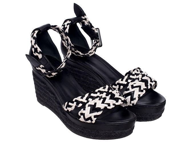 Sandales compensées espadrilles Hermès Noir - vue 2