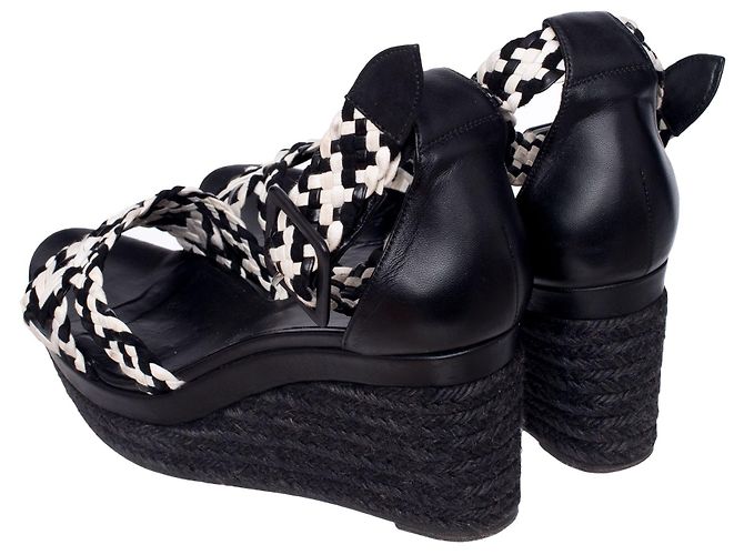 Sandales compensées espadrilles Hermès Noir - vue 3