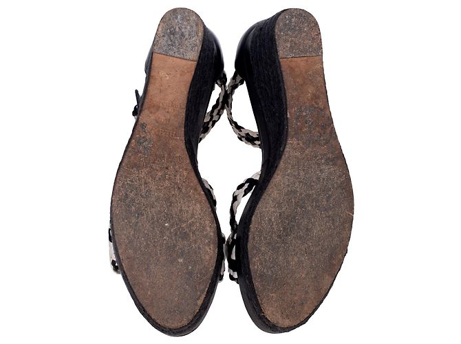 Sandales compensées espadrilles Hermès Noir - vue 4