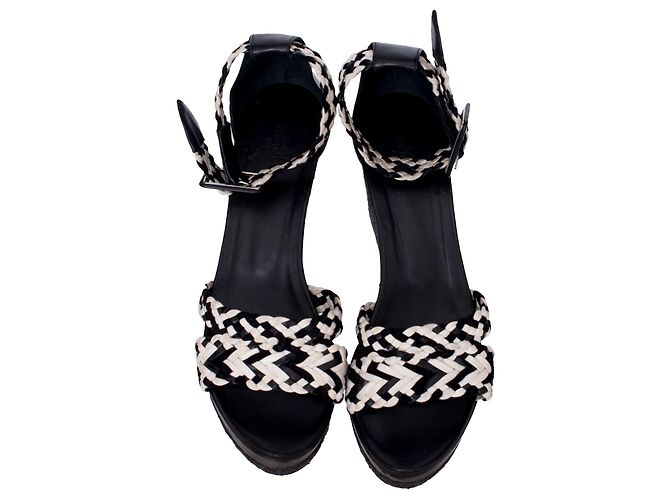 Sandales compensées espadrilles Hermès Noir - vue 5