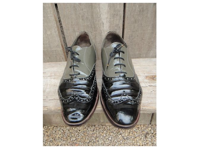 Scarpe Oxford Carel in vernice kaki 38 Cachi - vista 3