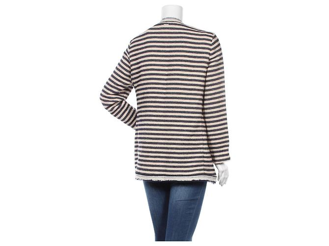 Elena Miró Strickjacke blau beige gestreift - Ansicht 2