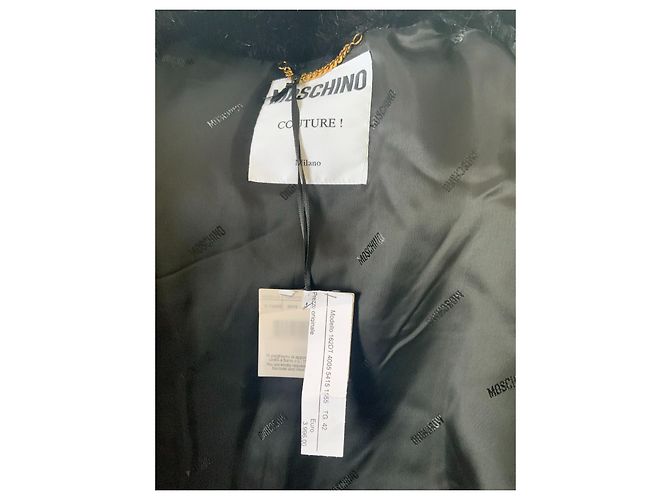 Moschino Felljacke Schwarz mit Lederdetails und Kette - Ansicht 6