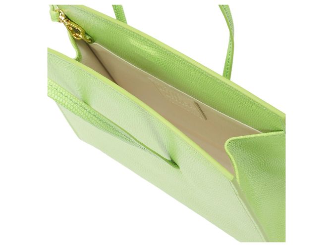 Little Liffner Minimale Mini Tote aus säuregrünem geprägtem Leder - Ansicht 2