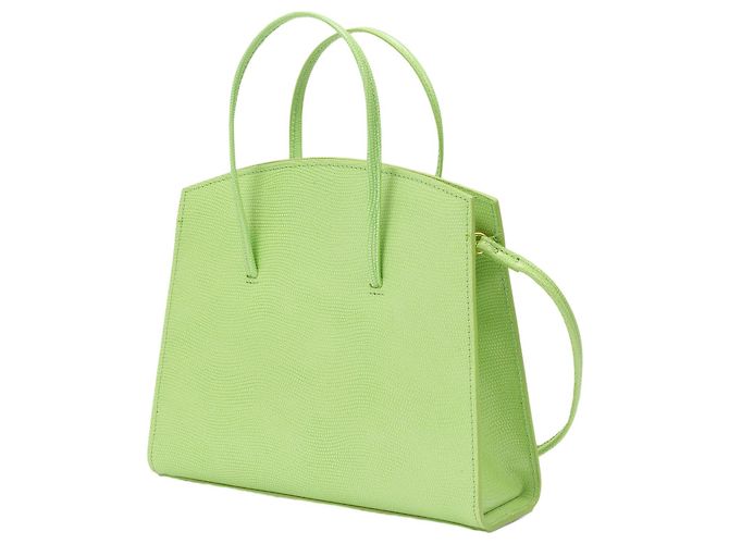 Little Liffner Minimale Mini Tote aus säuregrünem geprägtem Leder - Ansicht 3