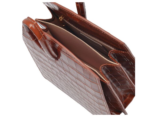 Little Liffner Borsa Loop in pelle goffrata coccodrillo marrone - vista 2