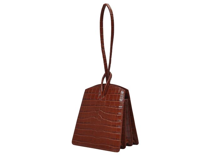 Little Liffner Borsa Loop in pelle goffrata coccodrillo marrone - vista 3
