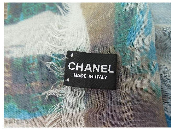 NINE CHALE CHANEL KASCHMIR SEIDE LOGO CC COCO CAMELIA SIL KASCHMIR SCHAL Mehrfarben - Ansicht 8
