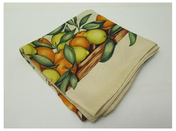 Hermès SCIARPA VINTAGE HERMES LIMONI E ARANCE DAWLAT SQUARE 90 Sciarpa seta Beige - vista 11