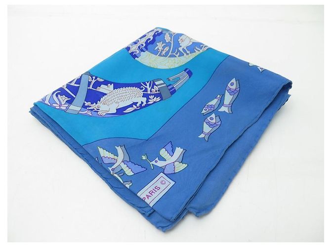 Hermès SCIARPA PIAZZA HERMES RHYTONS SWILDENS VINTAGE RARA 90 Sciarpa seta Blu - vista 11
