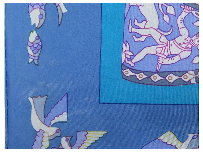 Hermès SCIARPA PIAZZA HERMES RHYTONS SWILDENS VINTAGE RARA 90 Sciarpa seta Blu - vista 6