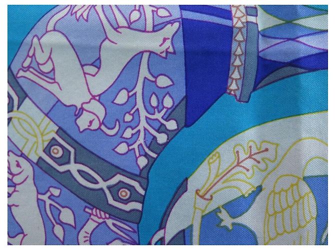 Hermès SCIARPA PIAZZA HERMES RHYTONS SWILDENS VINTAGE RARA 90 Sciarpa seta Blu - vista 7