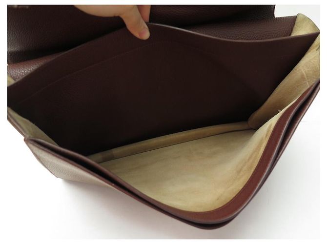 Hermès BORSA HERMES BORSA DEPECHES 2-38 PORTAFOGLIO IN PELLE TOGO MARRONE - vista 14