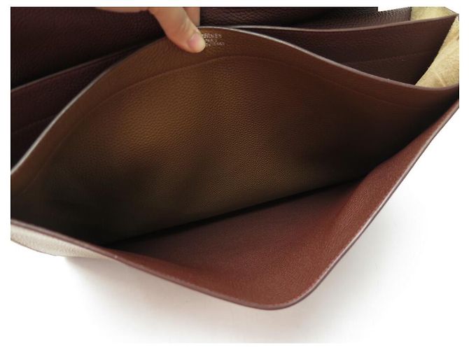 Hermès BORSA HERMES BORSA DEPECHES 2-38 PORTAFOGLIO IN PELLE TOGO MARRONE - vista 15