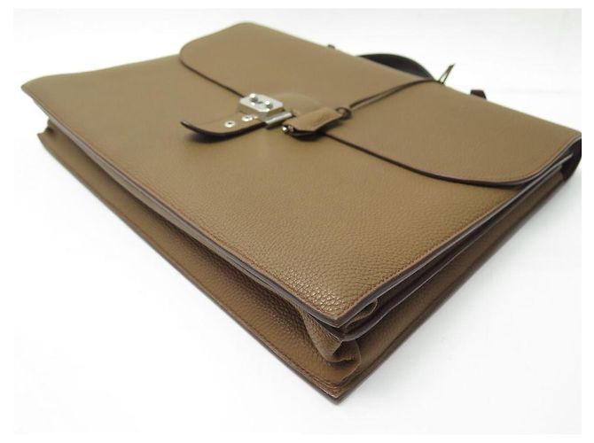 Hermès BORSA HERMES BORSA DEPECHES 2-38 PORTAFOGLIO IN PELLE TOGO MARRONE - vista 3