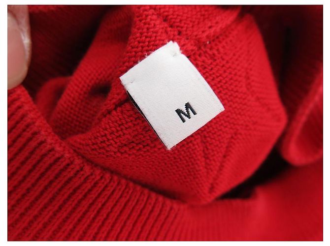 GIVENCHY PULLOVER AUS ROTER BAUMWOLLE M 38 GRAUE STERN-PATCHES AM KRAGEN RED SWEAT - Ansicht 5