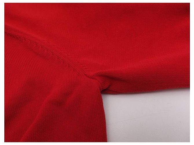 GIVENCHY PULLOVER AUS ROTER BAUMWOLLE M 38 GRAUE STERN-PATCHES AM KRAGEN RED SWEAT - Ansicht 6