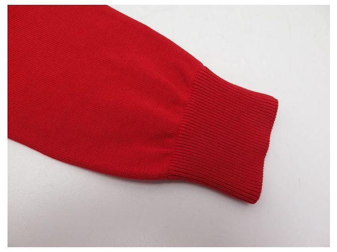 GIVENCHY PULLOVER AUS ROTER BAUMWOLLE M 38 GRAUE STERN-PATCHES AM KRAGEN RED SWEAT - Ansicht 7