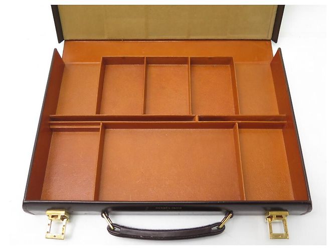 Hermès VINTAGE HERMES JET CASE IN PELLE MARRONE BOX KIT WC SET WC - vista 13