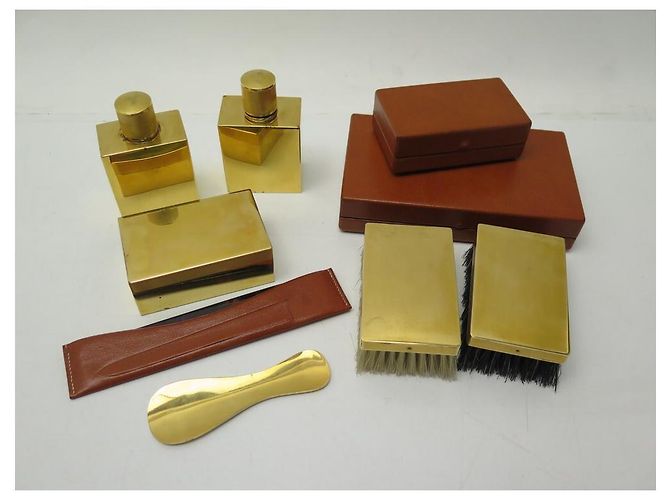Hermès VINTAGE HERMES JET CASE IN PELLE MARRONE BOX KIT WC SET WC - vista 16