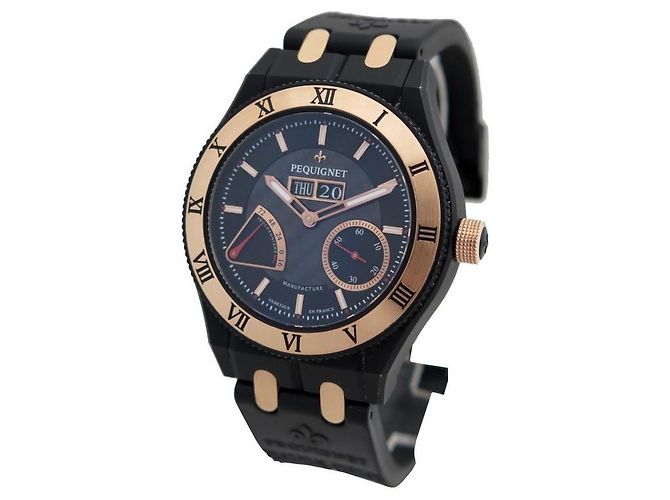NEW PEQUIGNET WATCH 9020448/30 MOOREA ROYAL TRIOMPHE AUTOMATIC TITANIUM Black - view 2