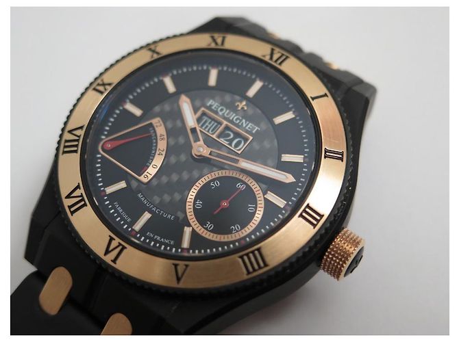 NEW PEQUIGNET WATCH 9020448/30 MOOREA ROYAL TRIOMPHE AUTOMATIC TITANIUM Black - view 7