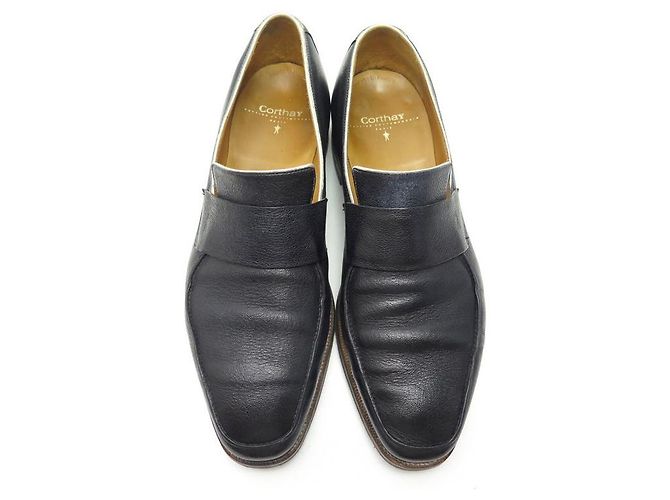 BEL AIR CORTHAY SCHUHE 10 44 LOAFERS AUS LEDER SCHWARZ + RIEMEN - Ansicht 4