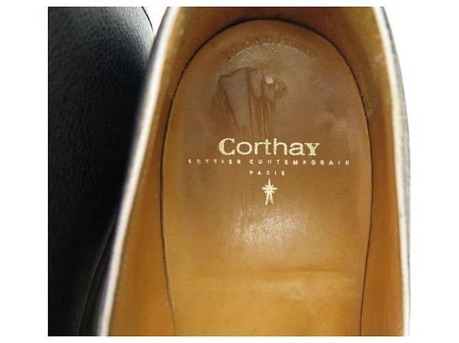 BEL AIR CORTHAY SCHUHE 10 44 LOAFERS AUS LEDER SCHWARZ + RIEMEN - Ansicht 5