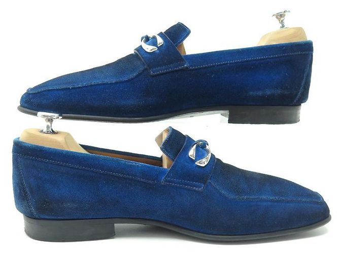 ZAPATOS CORTHAY CANNES 9.5 43.5 MOCASINES MOCASINES DE TERCIOPELO AZUL - vista 2