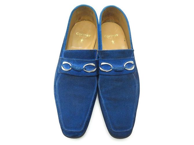 ZAPATOS CORTHAY CANNES 9.5 43.5 MOCASINES MOCASINES DE TERCIOPELO AZUL - vista 5