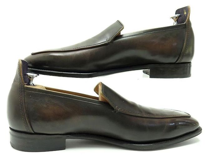 SCARPE CORTHAY BRIGHTON 10 44 MOCASSINI SCARPE MOCASSINI IN PELLE MARRONE - vista 2