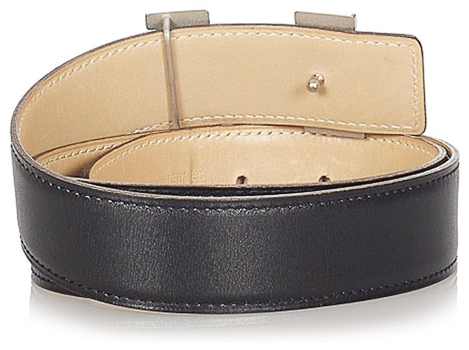 Hermès Hermes Black Constance Ledergürtel Schwarz Silber - Ansicht 3