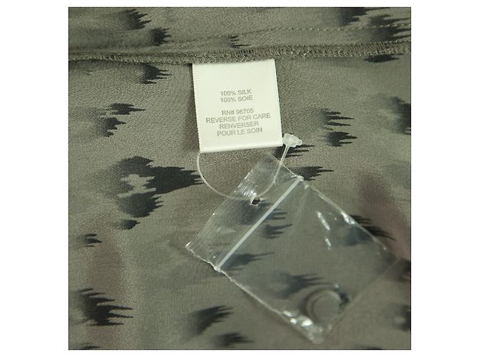 Rebecca Taylor Grey Animal Pattern 100% Talla mini vestido de manga larga de seda 4 - vista 5