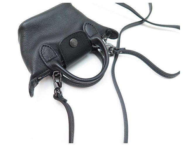 NUOVA MINI BORSA A MANO LONGCHAMP LE PLIAGE ATTRAVERSO XS BANDOULIERE IN PELLE NERA - vista 3