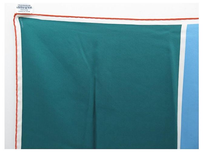 Hermès LENÇO QUADRADO HERMES DE DOIS TONS 70 CM EM LENÇO DE SEDA AZUL E VERDE DE SEDA - vista 2