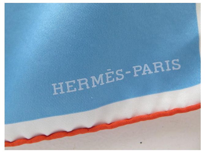 Hermès LENÇO QUADRADO HERMES DE DOIS TONS 70 CM EM LENÇO DE SEDA AZUL E VERDE DE SEDA - vista 3