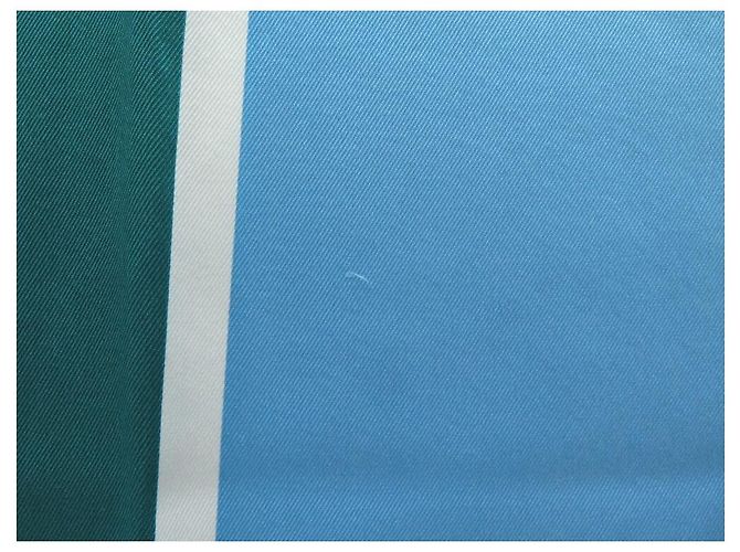 Hermès LENÇO QUADRADO HERMES DE DOIS TONS 70 CM EM LENÇO DE SEDA AZUL E VERDE DE SEDA - vista 5