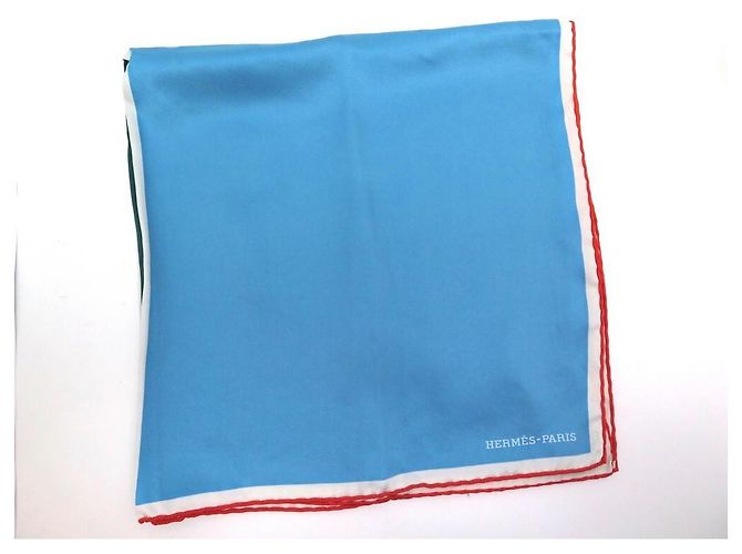 Hermès LENÇO QUADRADO HERMES DE DOIS TONS 70 CM EM LENÇO DE SEDA AZUL E VERDE DE SEDA - vista 7