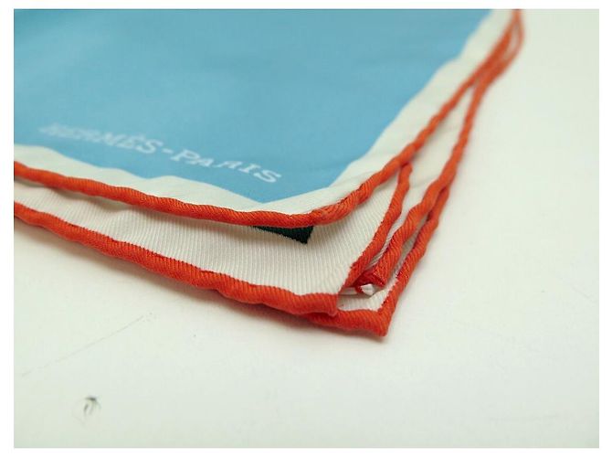 Hermès LENÇO QUADRADO HERMES DE DOIS TONS 70 CM EM LENÇO DE SEDA AZUL E VERDE DE SEDA - vista 8