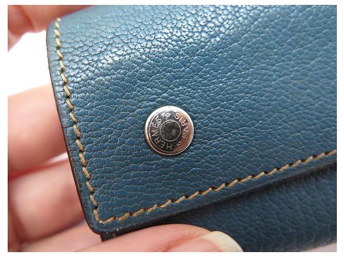 Hermès HERMES MULTICLES KEY RING IN BLUE GOAT LEATHER BLUE LEATHER KEY RING - view 4