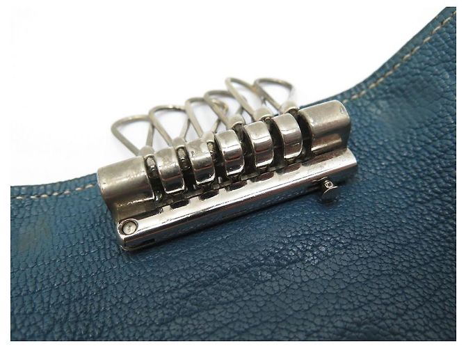 Hermès HERMES MULTICLES KEY RING IN BLUE GOAT LEATHER BLUE LEATHER KEY RING - view 8
