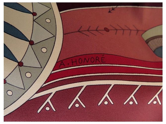 Aline Hermès NUOVA SCIARPA HERMES LA VIE DU GRAND NORD IN SETA BORDEAUX NUOVA SCIARPA IN SETA Bordò - vista 4